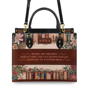 Custom Quote Floral Bookshelf HTRZ29078209CA Leather Bag