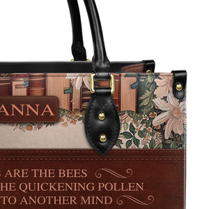 Custom Quote Floral Bookshelf HTRZ29078209CA Leather Bag