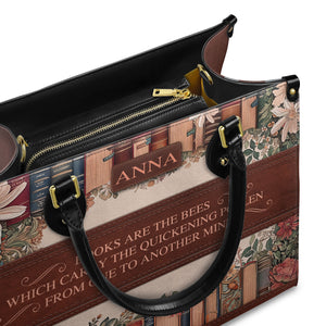 Custom Quote Floral Bookshelf HTRZ29078209CA Leather Bag