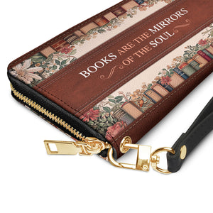 Custom Quote Floral Bookshelf HTRZ29077968QP Zip Around Leather Wallet