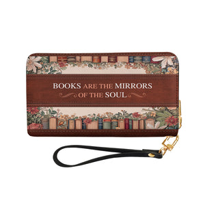 Custom Quote Floral Bookshelf HTRZ29077968QP Zip Around Leather Wallet