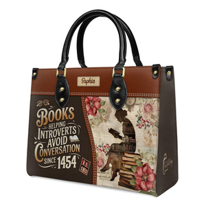 Books Helping Introverts Avoid Conversation Since 1454 HHRZ25108182ZC Leather Bag