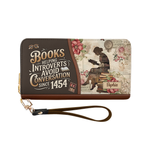 Books Helping Introverts Avoid Conversation Since 1454 HHRZ29103309MQ Zip Around Leather Wallet