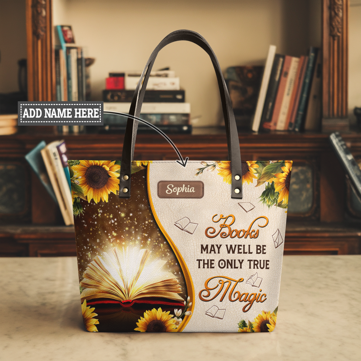 Books May Well Be The Only One True Magic TTRZ28101467QA Leather Tote Bag