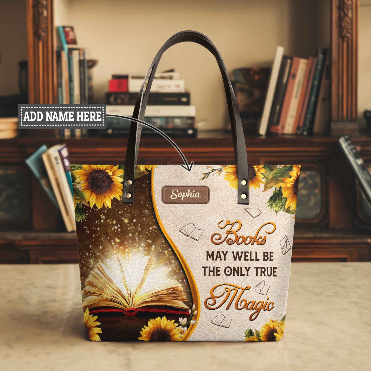 Books May Well Be The Only One True Magic TTRZ28101467QA Leather Tote Bag