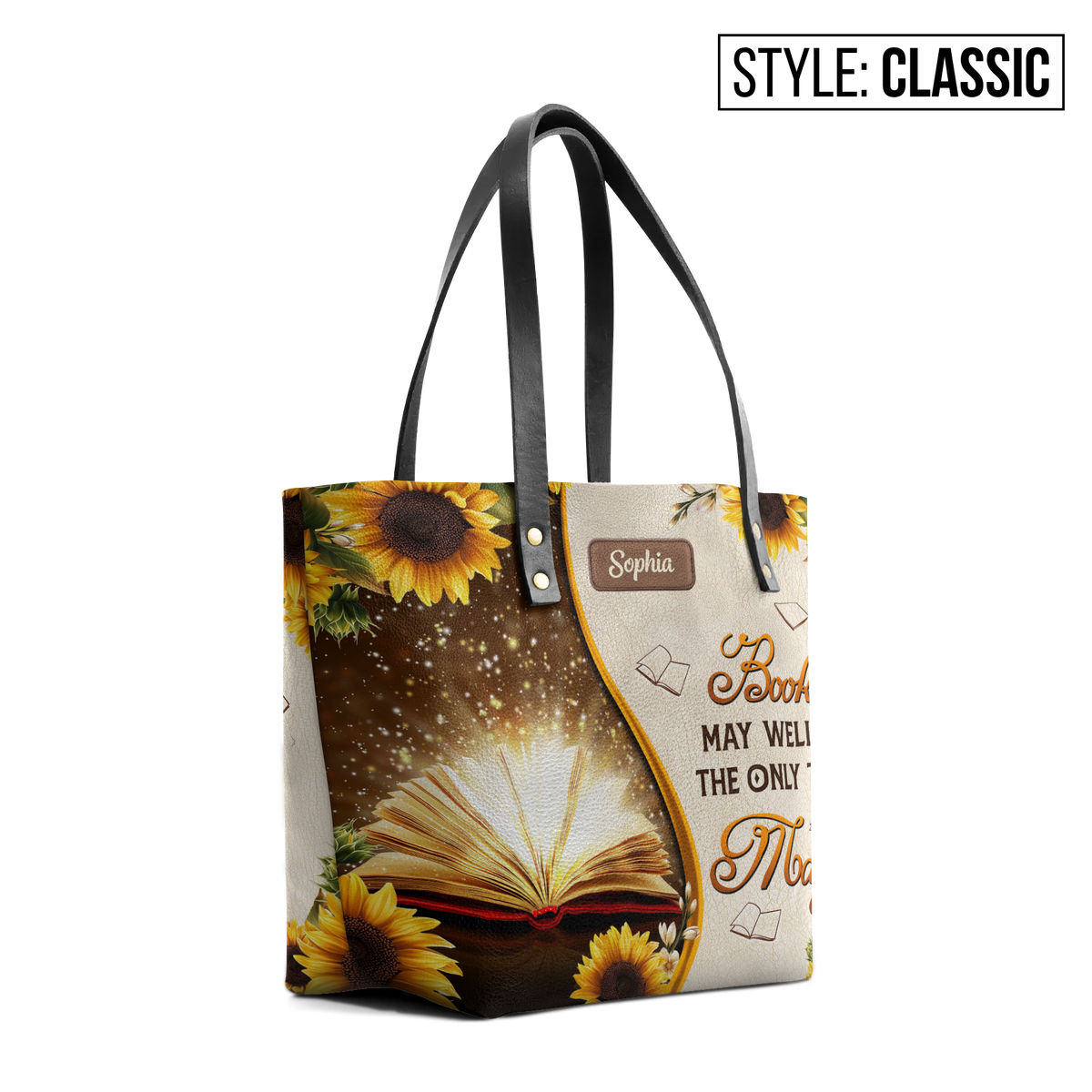 Books May Well Be The Only One True Magic TTRZ28101467QA Leather Tote Bag