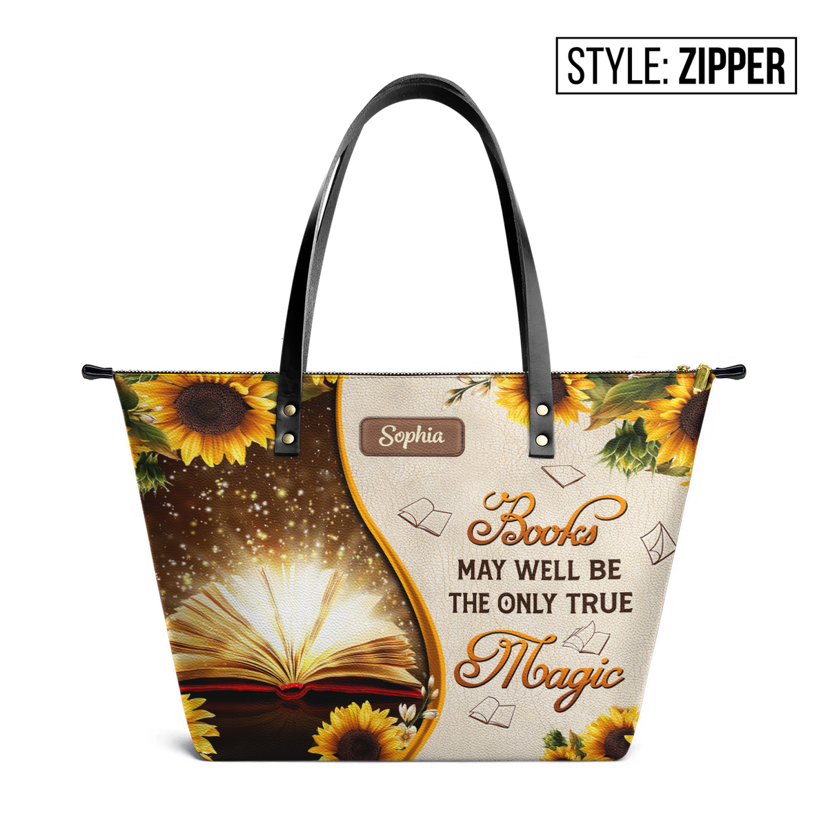 Books May Well Be The Only One True Magic TTRZ28101467QA Leather Tote Bag