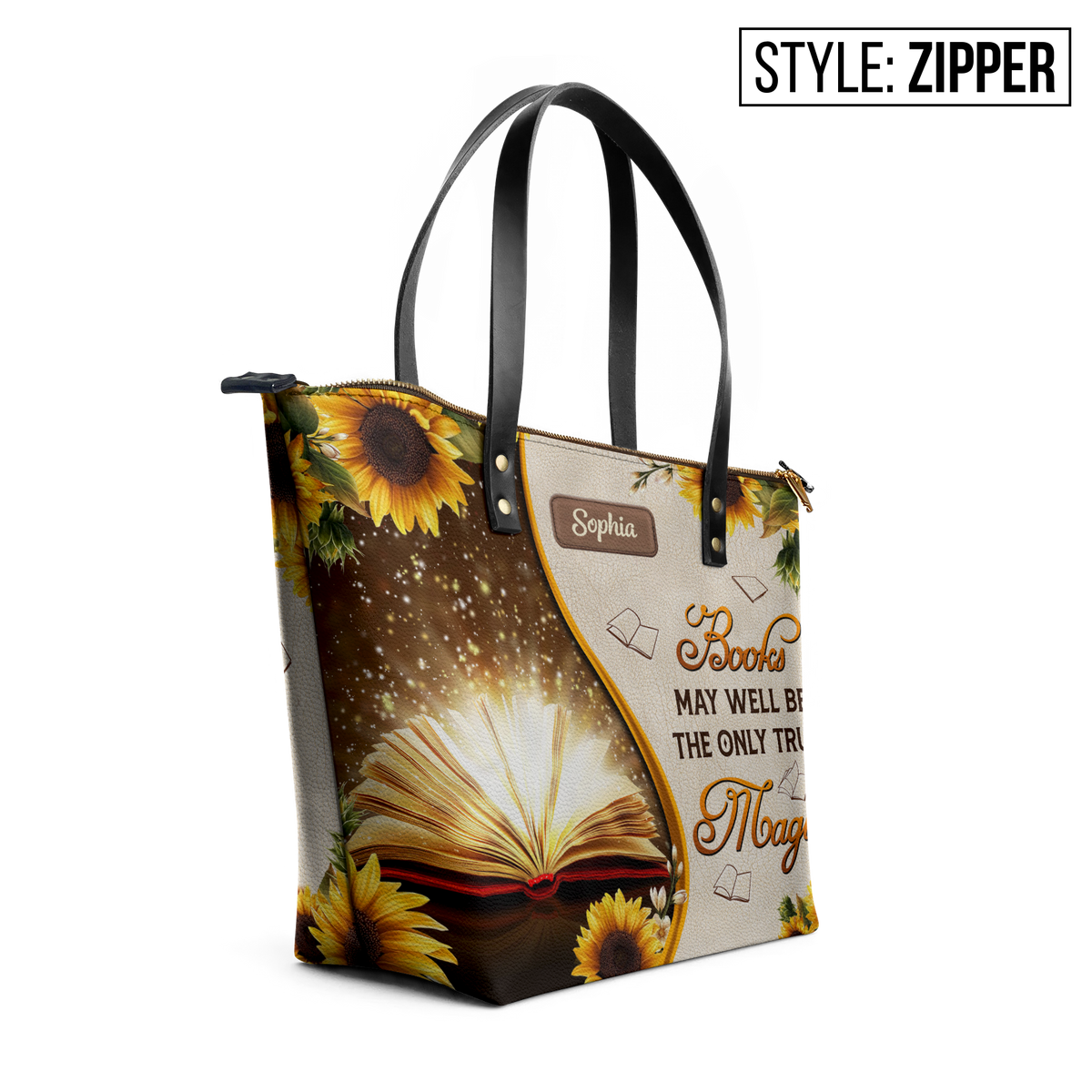 Books May Well Be The Only One True Magic TTRZ28101467QA Leather Tote Bag