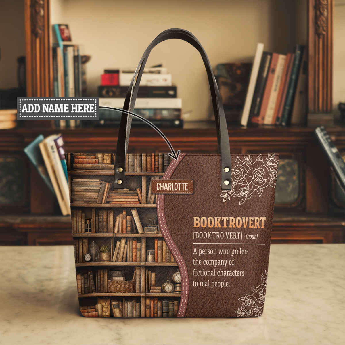 Booktrovert Noun TTRZ28109585IM Leather Tote Bag