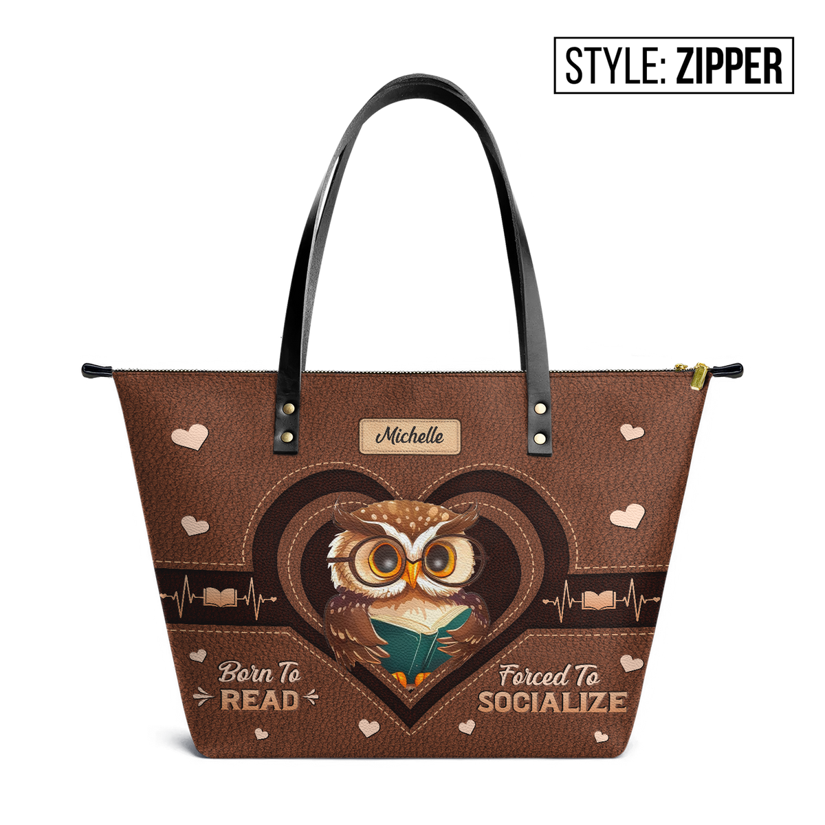 Born To Read Forced To Socialize TTRZ28103719SX Leather Tote Bag