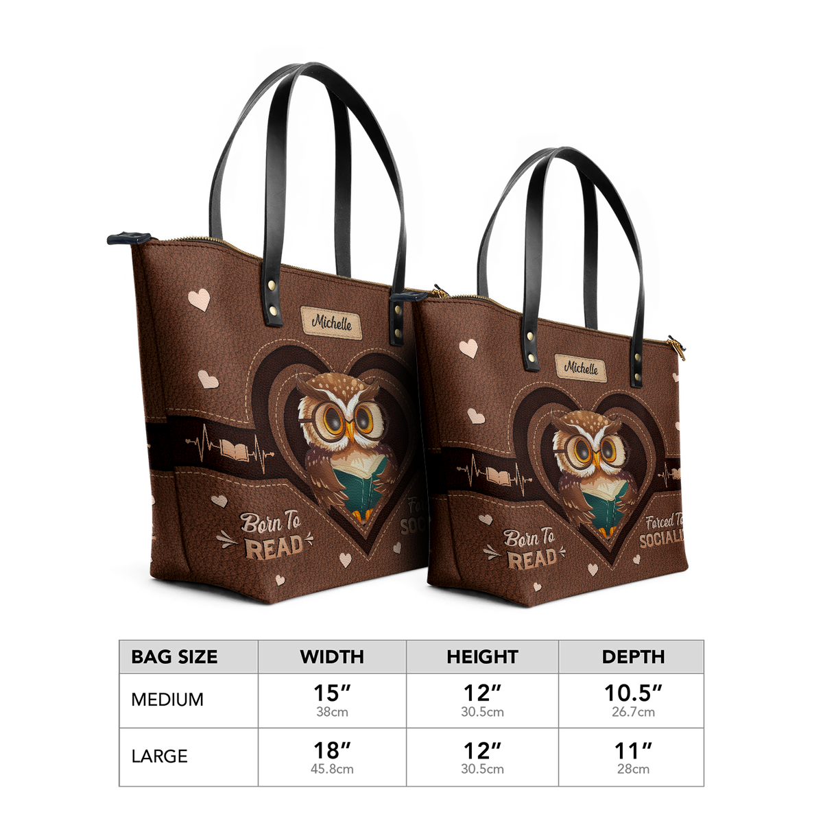 Born To Read Forced To Socialize TTRZ28103719SX Leather Tote Bag