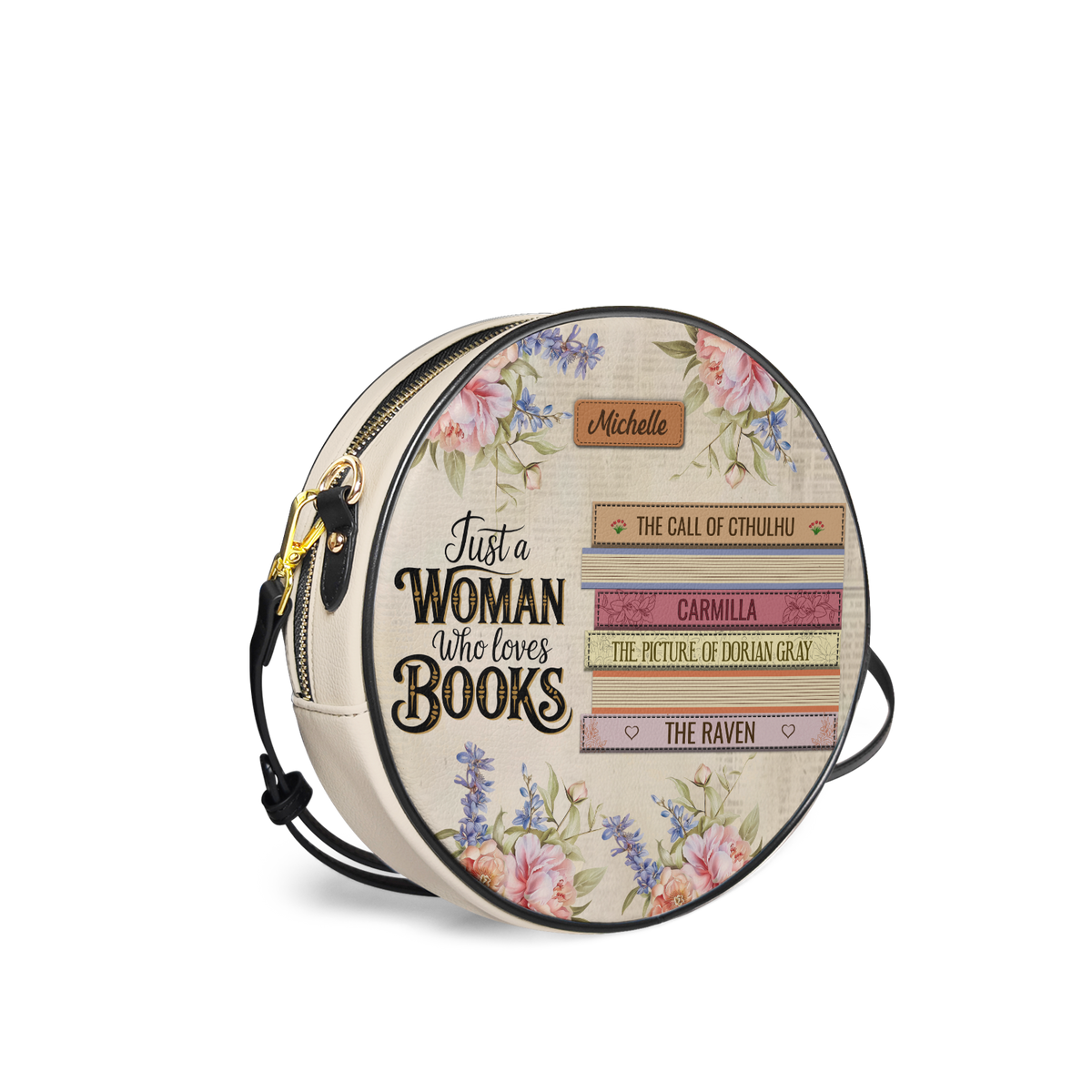 Custom Bookshelf Just A Woman Who Loves Books HHRZ12082040FE Circle Crossbody Bag