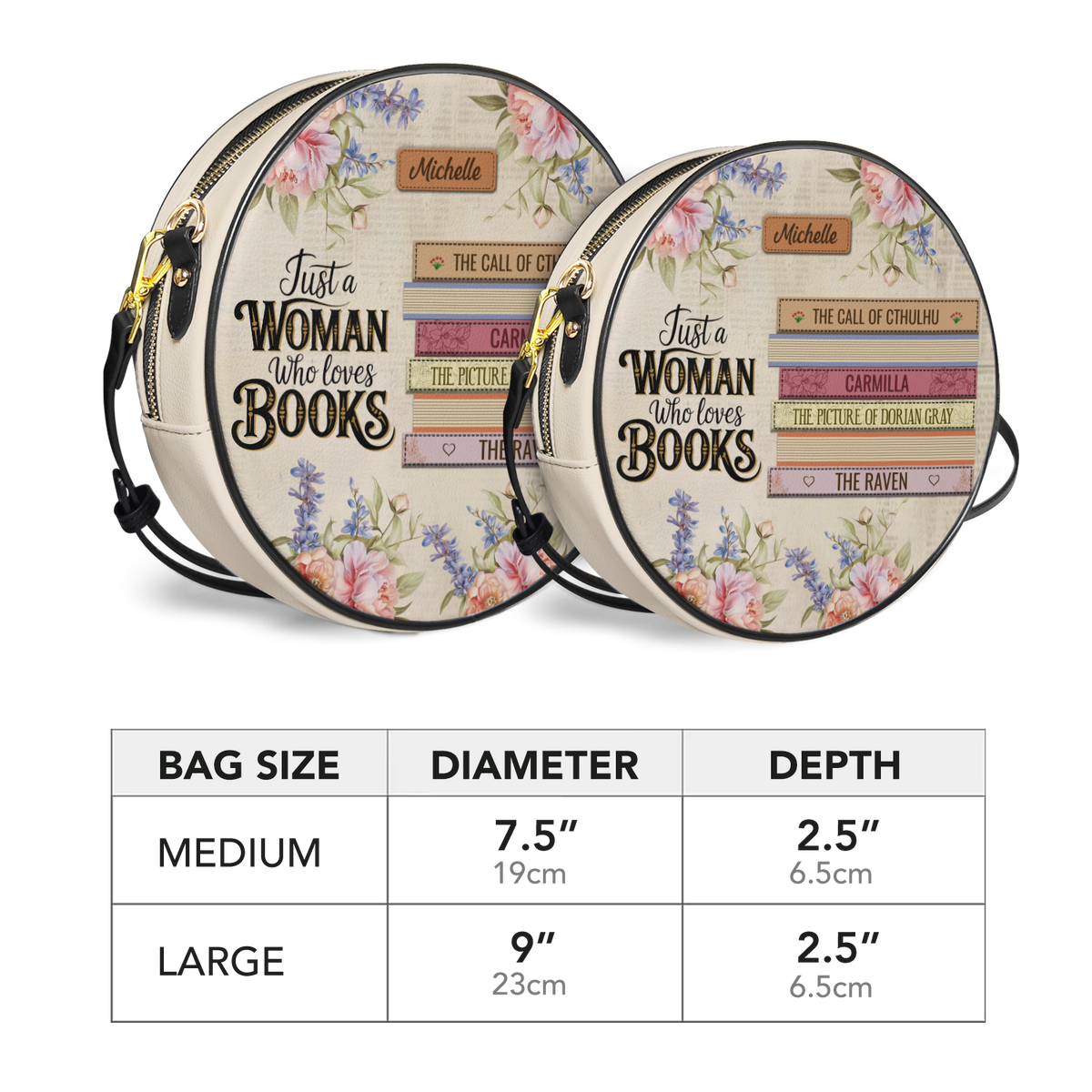 Custom Bookshelf Just A Woman Who Loves Books HHRZ12082040FE Circle Crossbody Bag