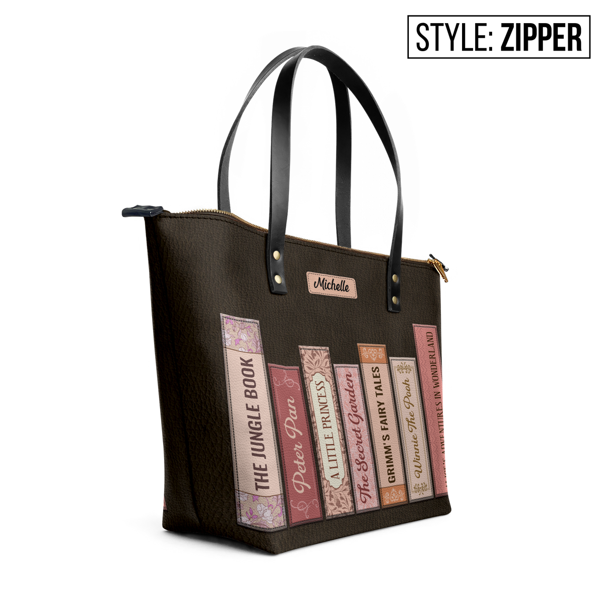 Custom Bookshelf HHRZ30105762VD Leather Tote Bag