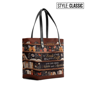 Custom Quote Bookshelf TTRZ30104586NI Leather Tote Bag