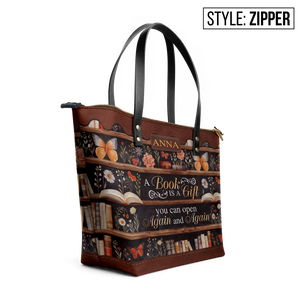 Custom Quote Bookshelf TTRZ30104586NI Leather Tote Bag