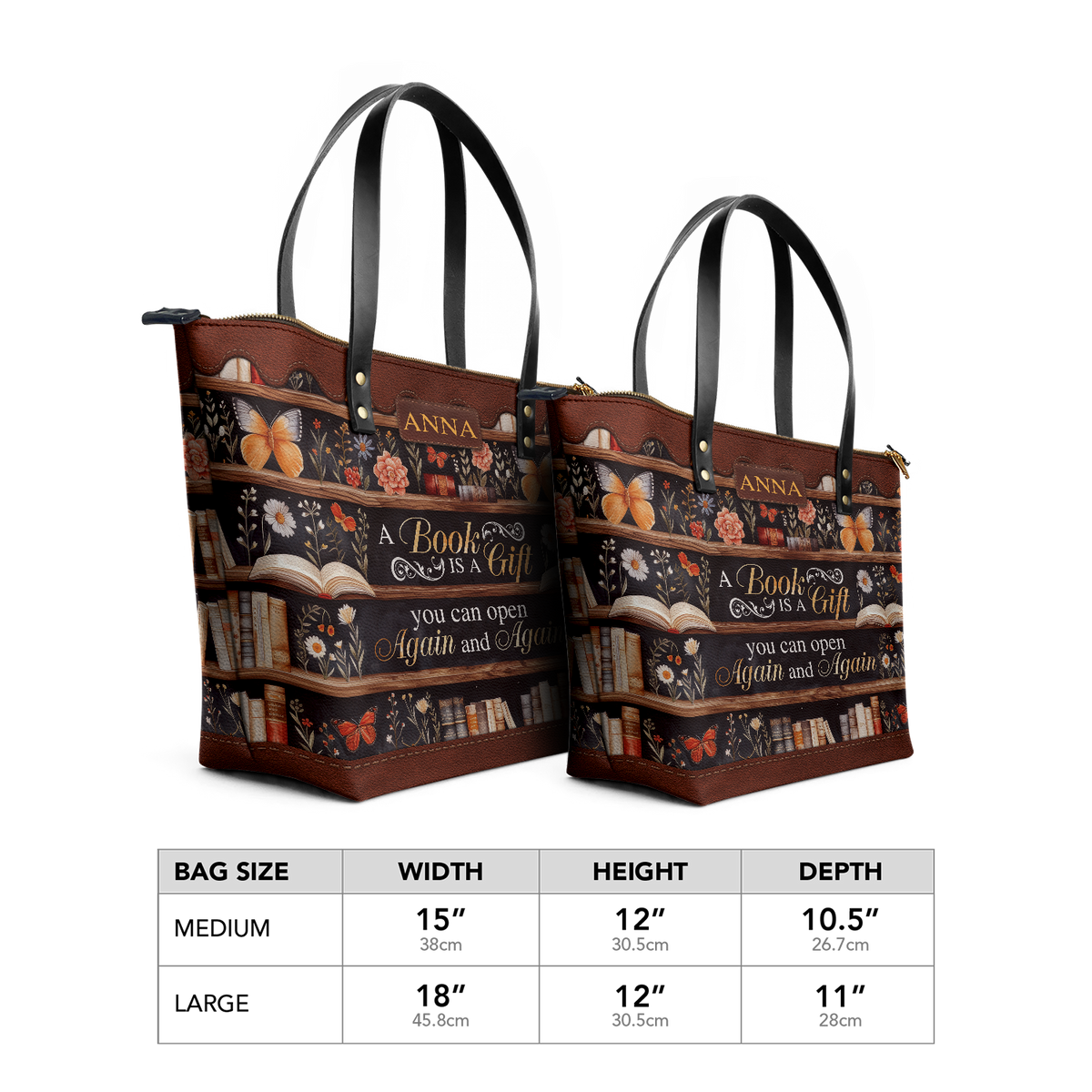 Custom Quote Bookshelf TTRZ30104586NI Leather Tote Bag