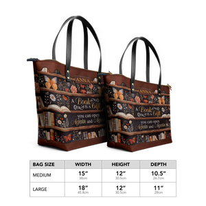 Custom Quote Bookshelf TTRZ30104586NI Leather Tote Bag