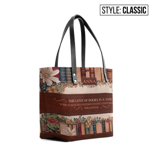 Custom Quote Floral Bookshelf TTRZ30107188VS Leather Tote Bag