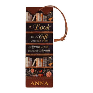 Custom Quote Floral Bookshelf HTRZ13082271JV Leather Bookmark