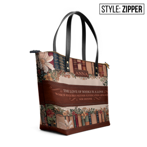 Custom Quote Floral Bookshelf TTRZ30107188VS Leather Tote Bag