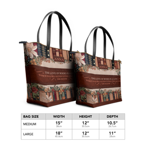 Custom Quote Floral Bookshelf TTRZ30107188VS Leather Tote Bag