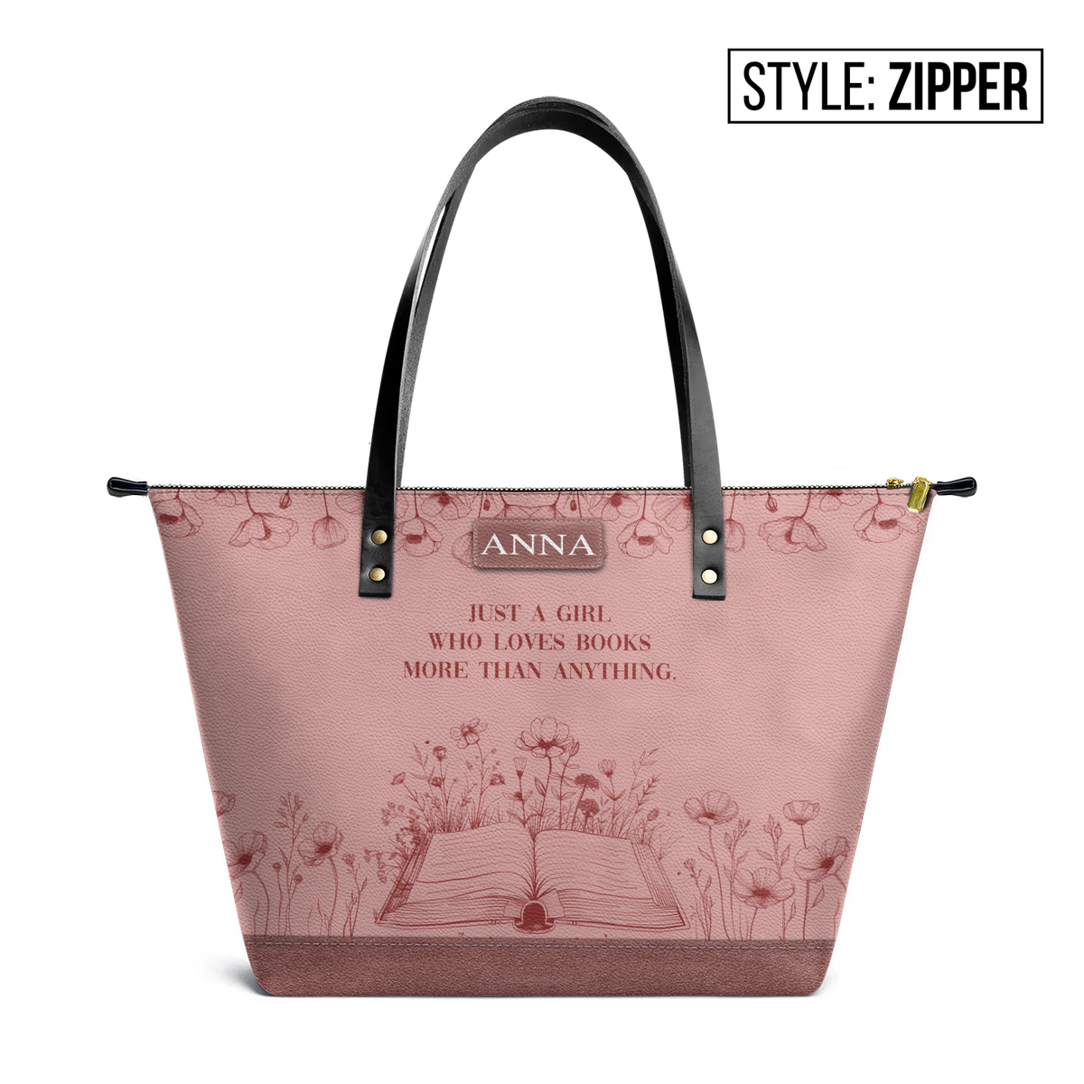 Custom Quote Minimalist TTRZ30101353QQ Leather Tote Bag