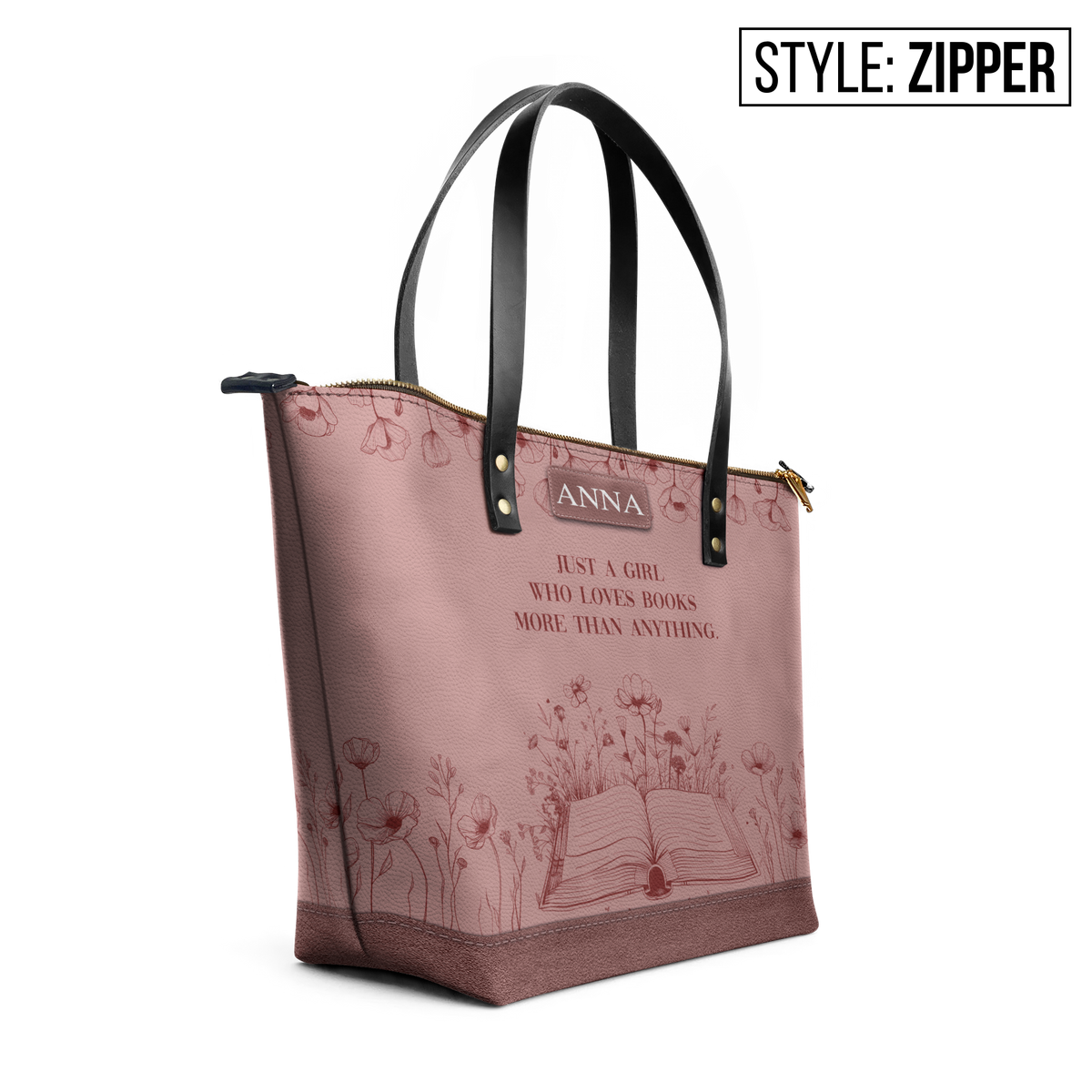 Custom Quote Minimalist TTRZ30101353QQ Leather Tote Bag
