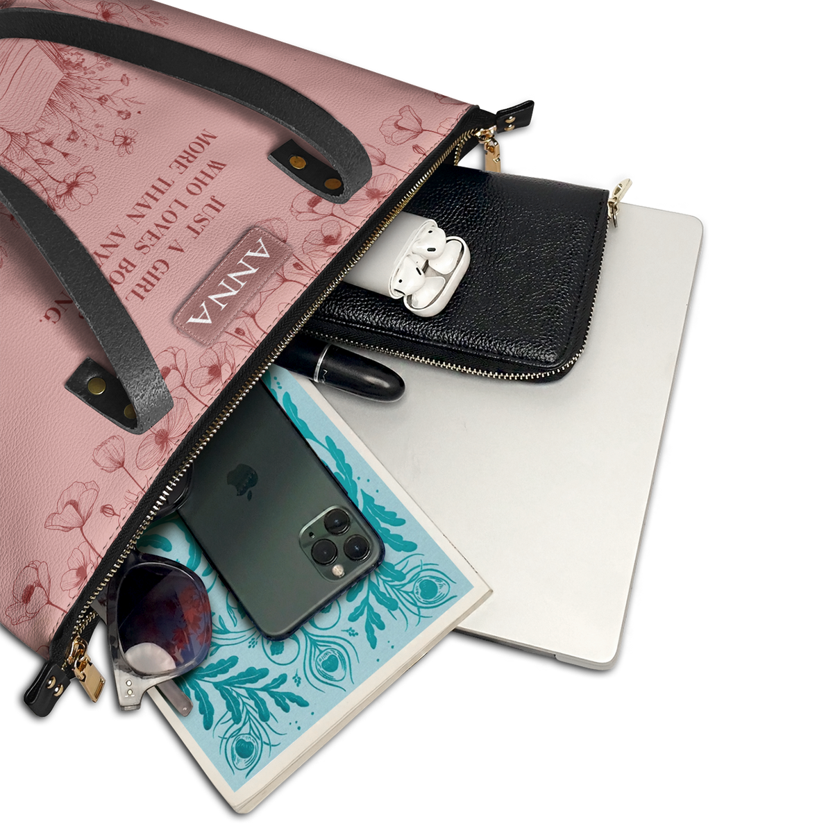 Custom Quote Minimalist TTRZ30101353QQ Leather Tote Bag