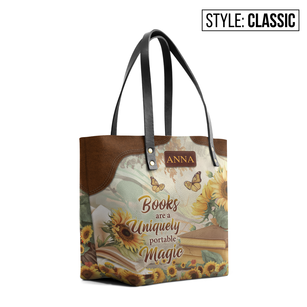 Custom Quote Sunflower TTRZ30106860NP Leather Tote Bag