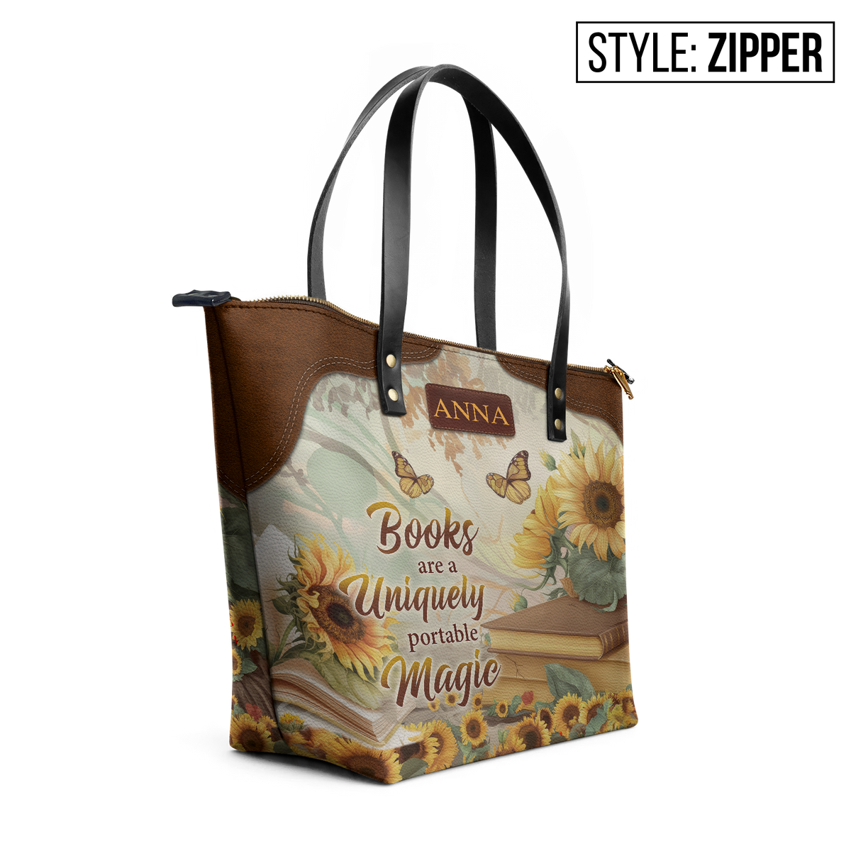 Custom Quote Sunflower TTRZ30106860NP Leather Tote Bag