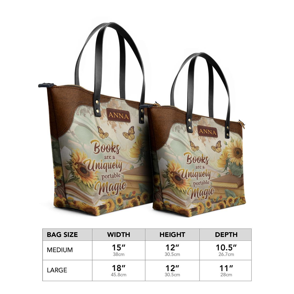 Custom Quote Sunflower TTRZ30106860NP Leather Tote Bag