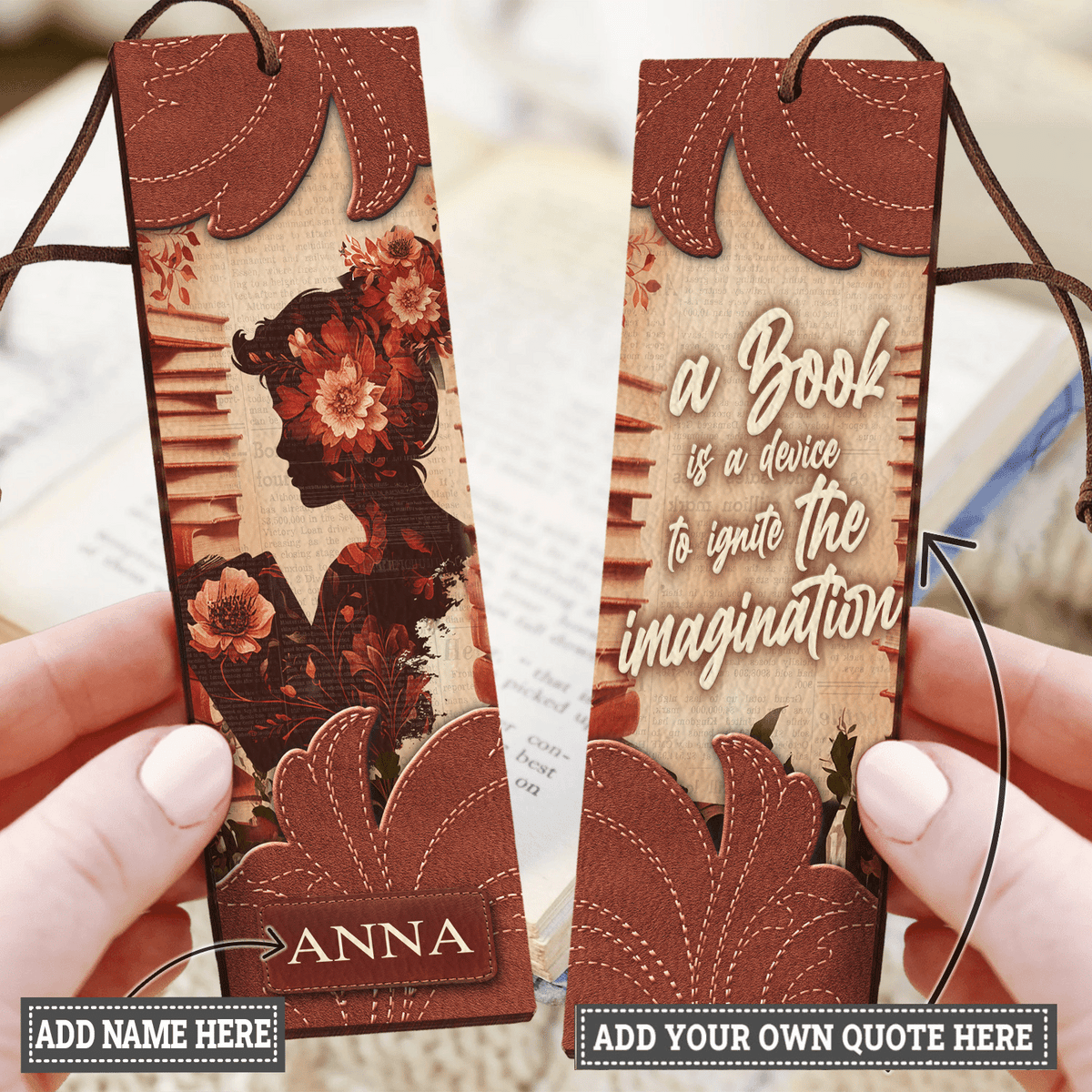 Custom Quote Vintage Woman HTRZ13088776VC Leather Bookmark