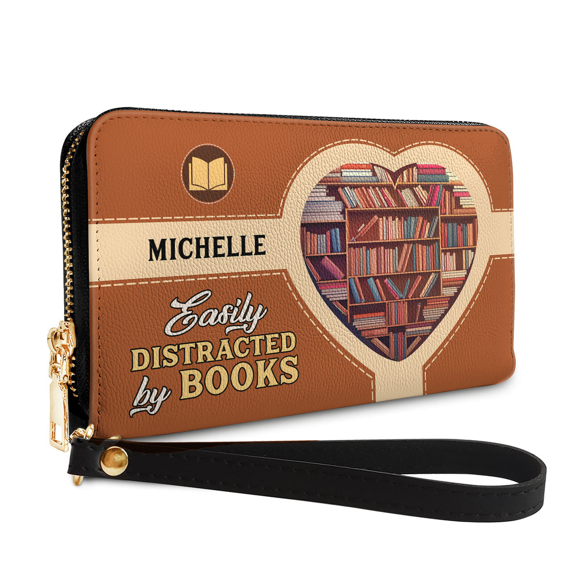 Easily Distracted By Books NNRZ01083789ZR Zip Around Leather Wallet