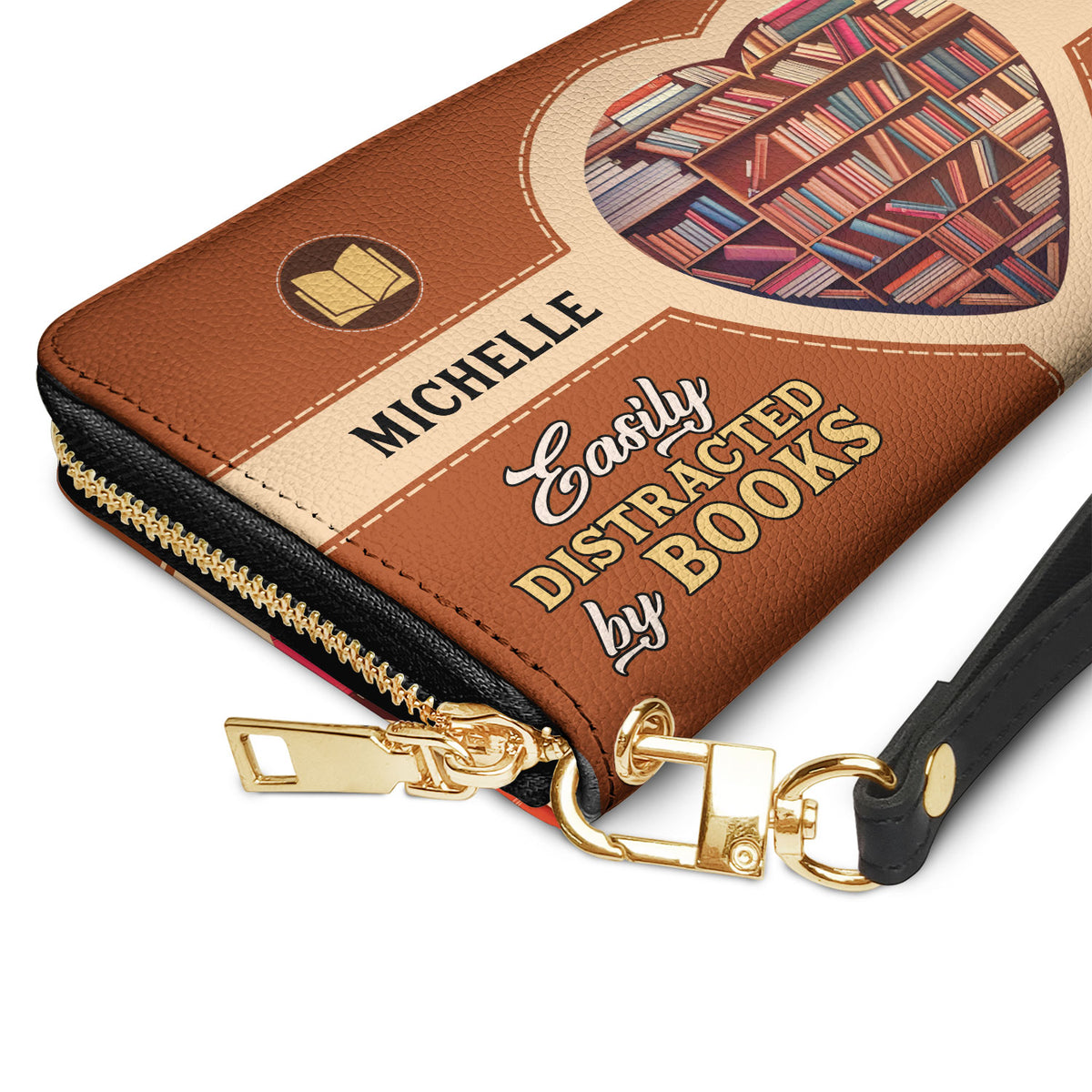 Easily Distracted By Books NNRZ01083789ZR Zip Around Leather Wallet