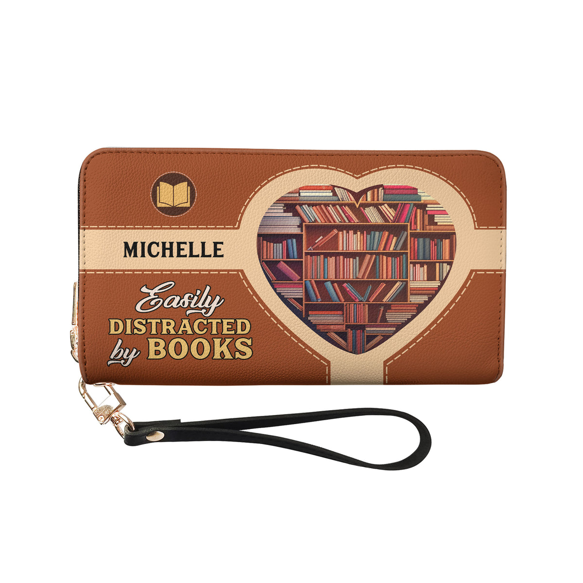 Easily Distracted By Books NNRZ01083789ZR Zip Around Leather Wallet