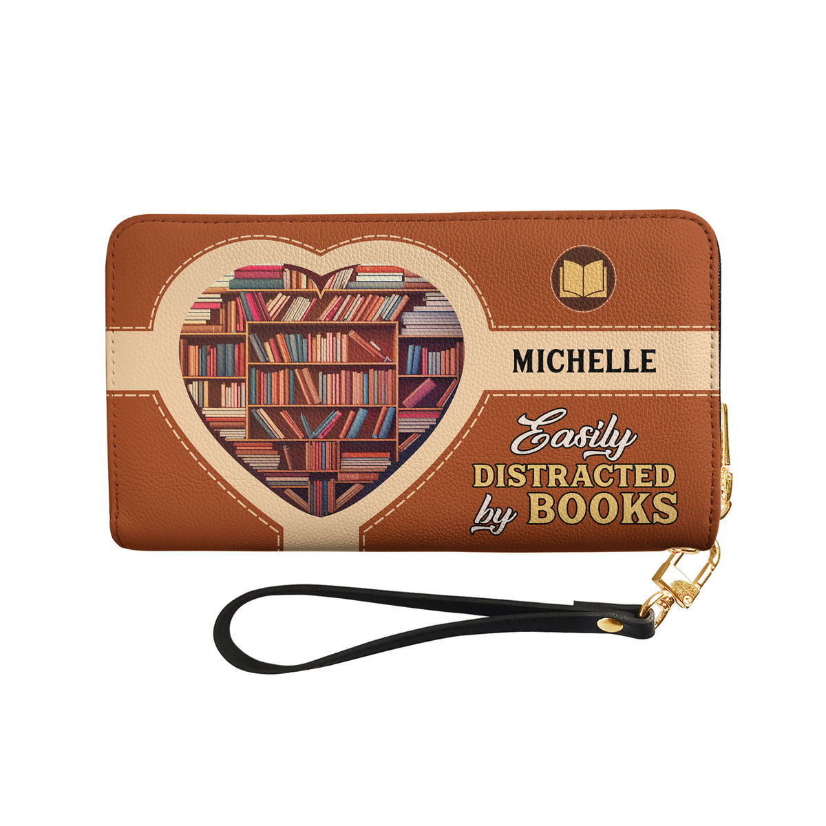 Easily Distracted By Books NNRZ01083789ZR Zip Around Leather Wallet
