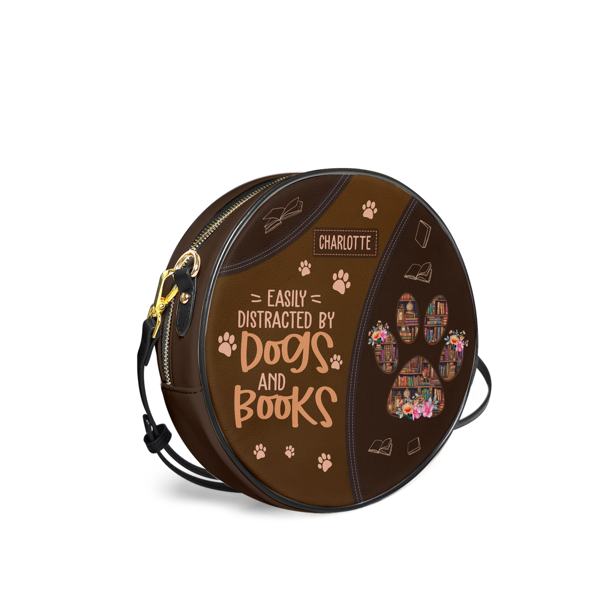 Easily Distracted By Dogs And Books HHRZ12083774QK Circle Crossbody Bag