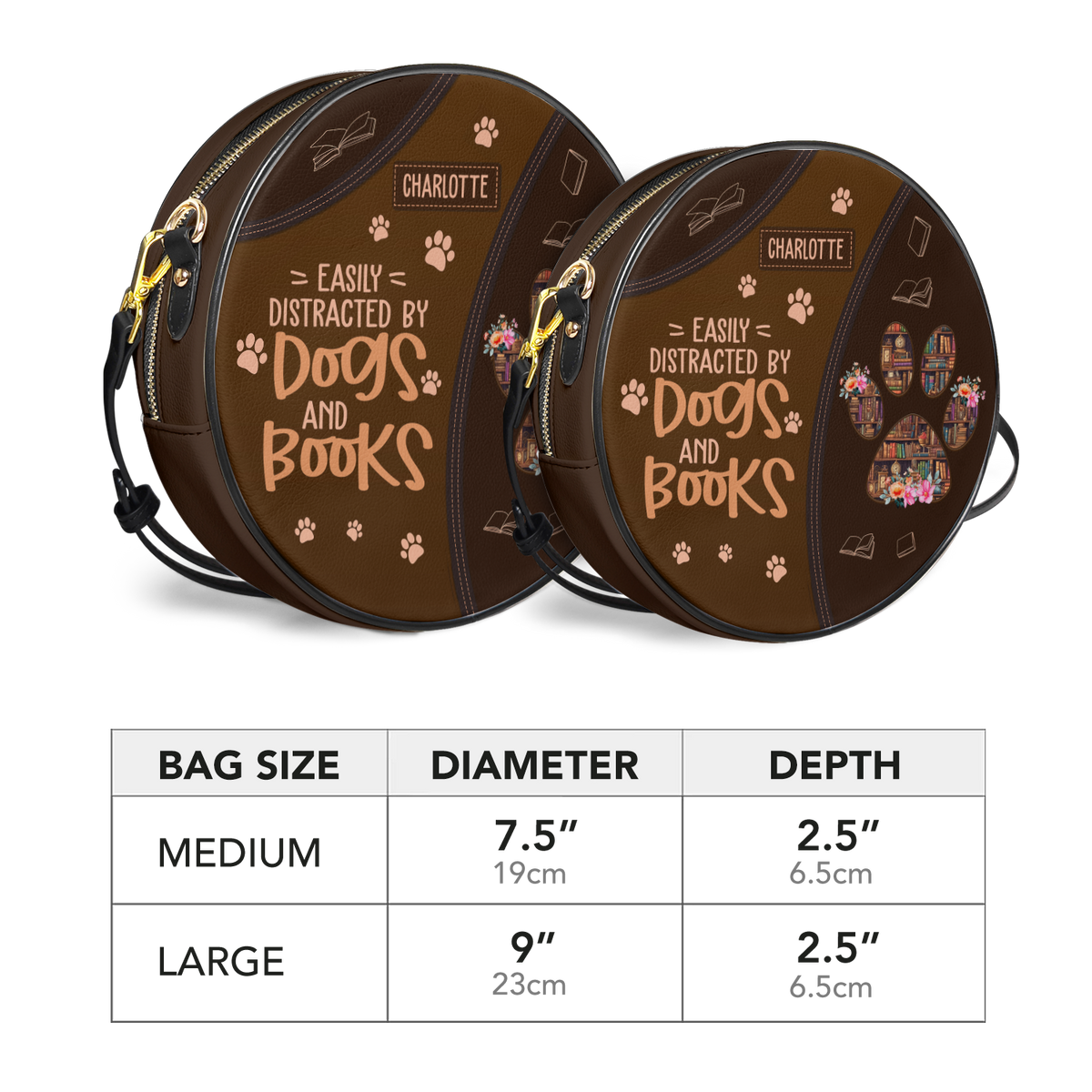 Easily Distracted By Dogs And Books HHRZ12083774QK Circle Crossbody Bag