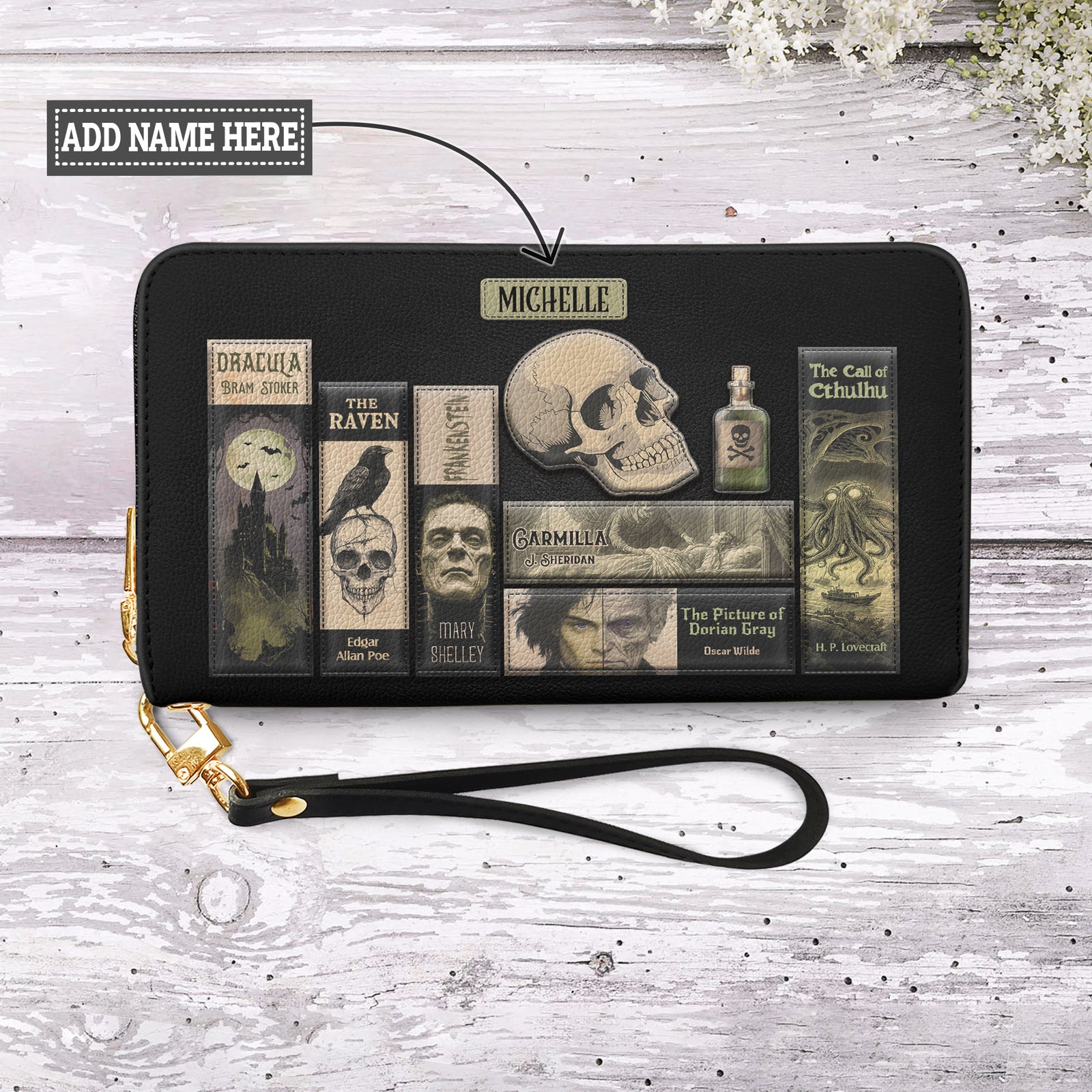 Horror Books HHRZ29104633FI Zip Around Leather Wallet