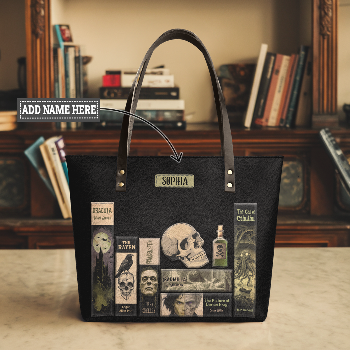 Horror Books TTRZ28107714LN Leather Tote Bag