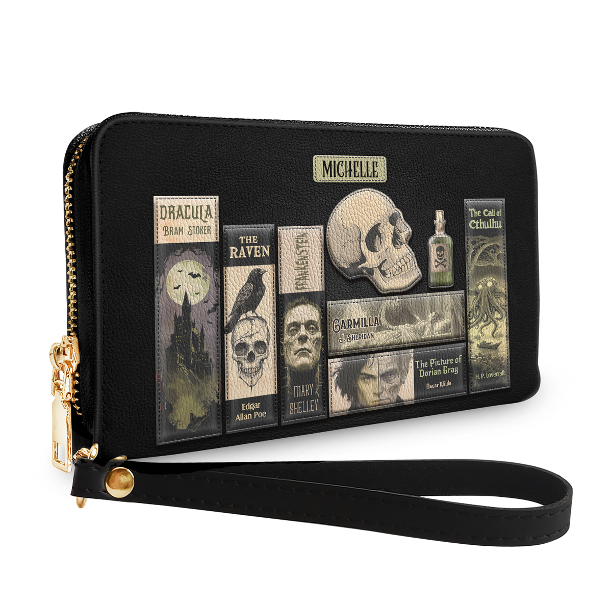 Horror Books HHRZ29104633FI Zip Around Leather Wallet