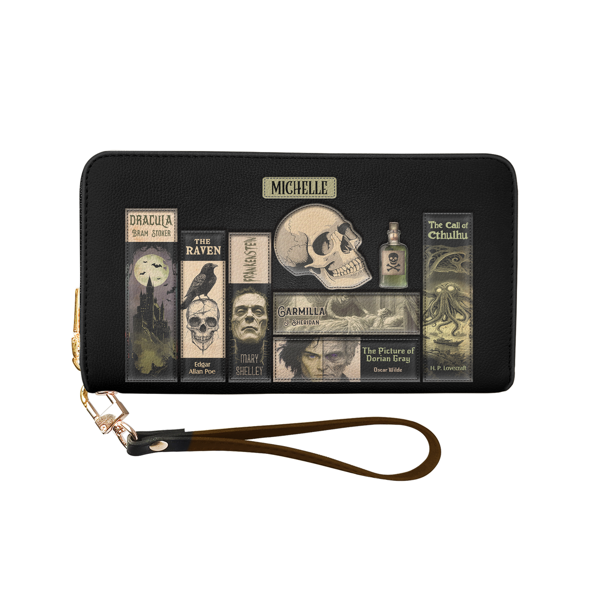 Horror Books HHRZ29104633FI Zip Around Leather Wallet