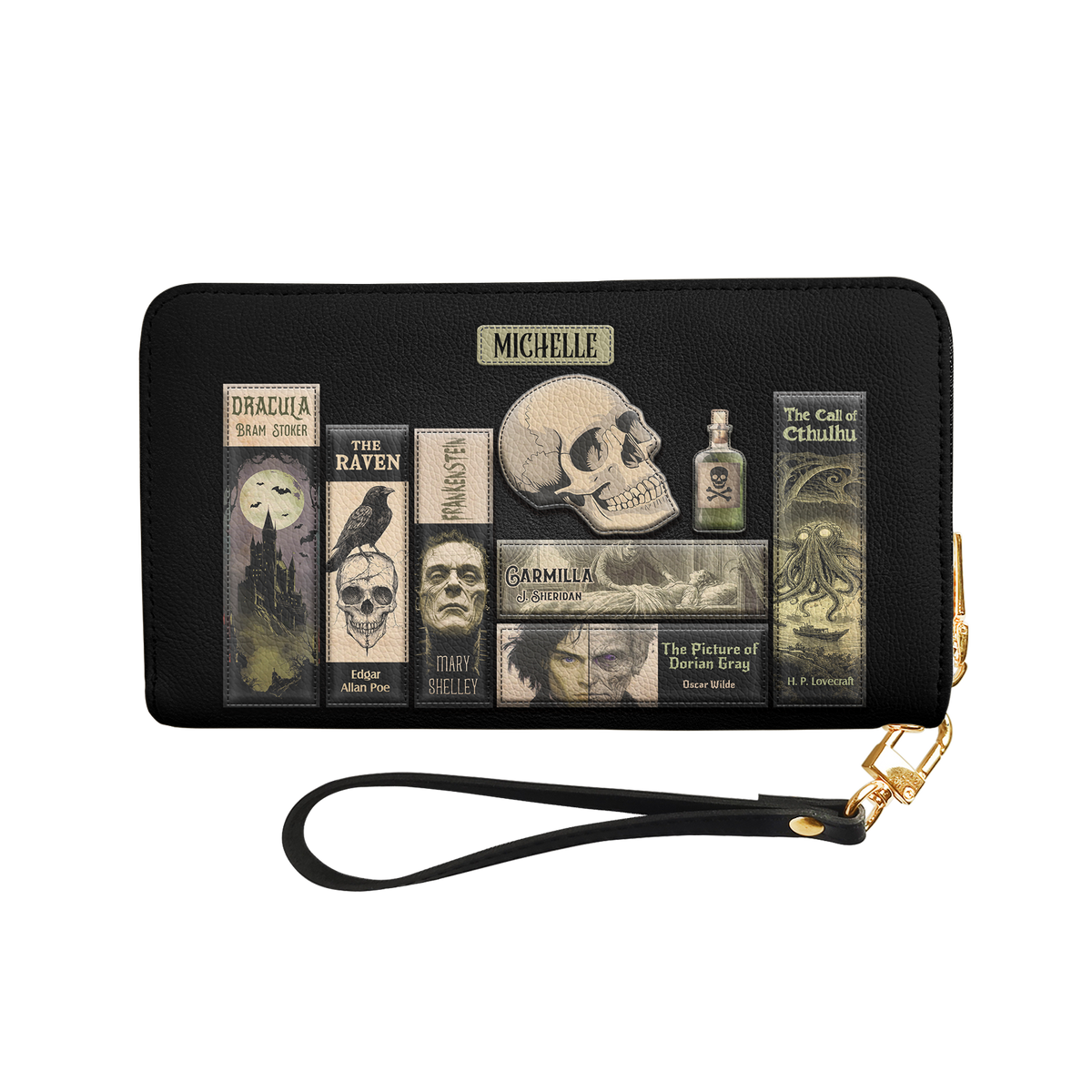Horror Books HHRZ29104633FI Zip Around Leather Wallet