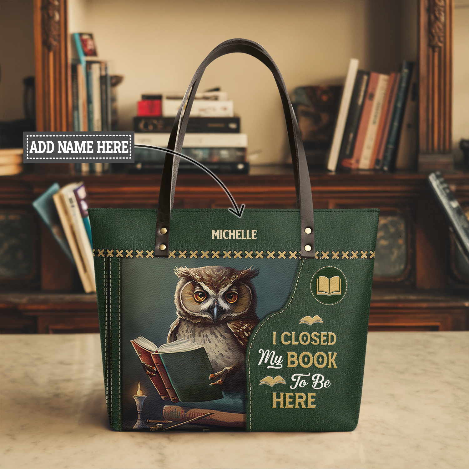 I Closed My Book To Be Here TTRZ28109625PS Leather Tote Bag