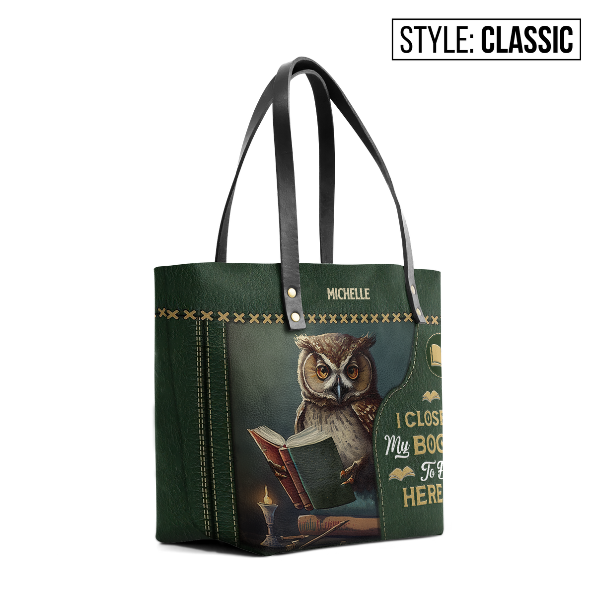 I Closed My Book To Be Here TTRZ28109625PS Leather Tote Bag