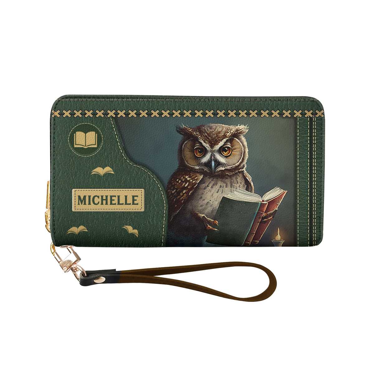 I Closed My Book To Be Here HHRZ02045709ON Zip Around Leather Wallet