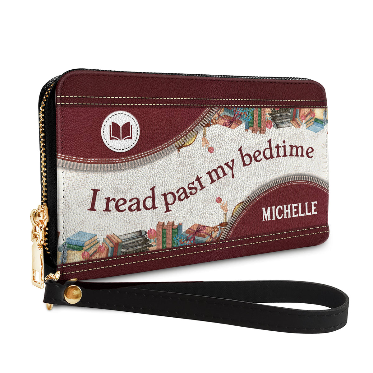 I Read Past My Bedtime NNRZ05080963NB Zip Around Leather Wallet