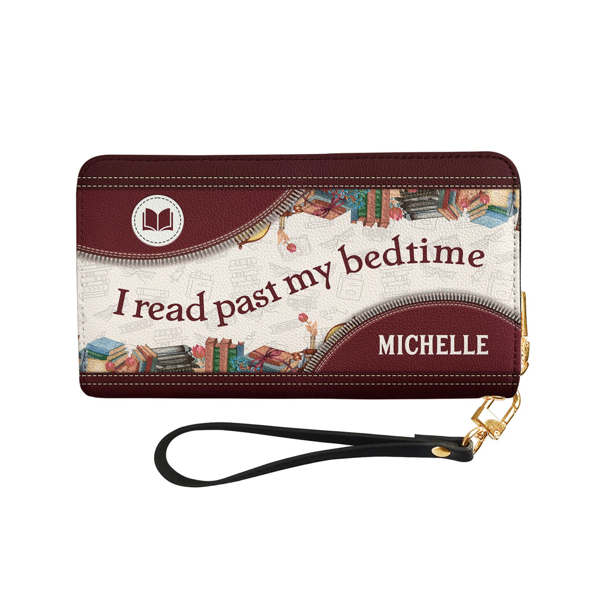 I Read Past My Bedtime NNRZ05080963NB Zip Around Leather Wallet