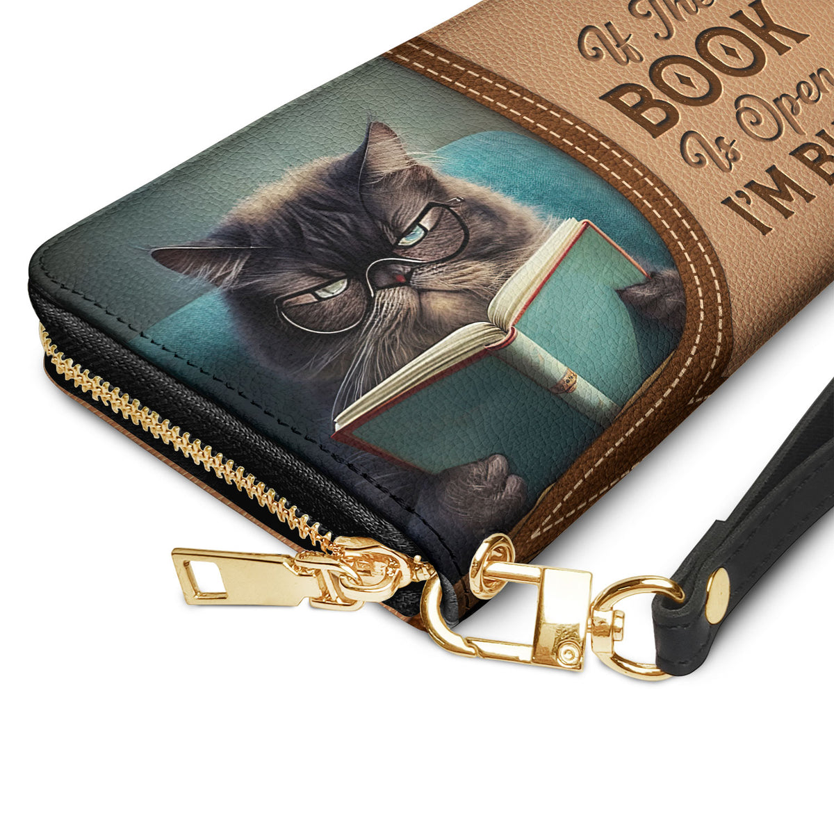 If The Book Is Open Im Busy NNRZ01080843FI Zip Around Leather Wallet